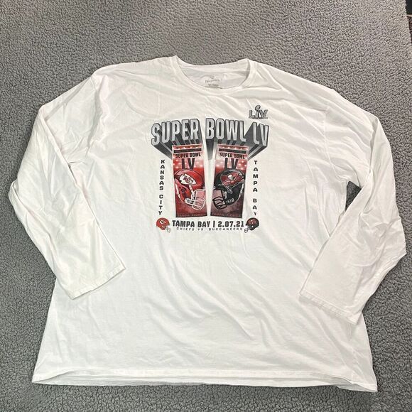 Super Bowl 55 LV Fanatics T Shirt Men's Long Sleeve NFL Football Chiefs Bucs 4XL - Picture 1 of 7